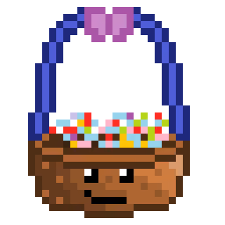 Basket #45 - Blue Handle, Purple Bow