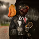 Successful black man wearing a suit eating fancy chicken on Mars in the rain in Wisconsin S7 gAn 7