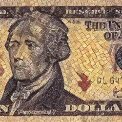 Ten Dollars in mosaic.