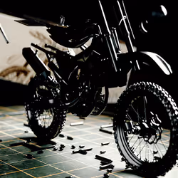 Gloss Black on Green Model-Kit Motorcycle
