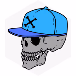 Skull with HAT - Blue and Cyan
