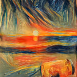 AI turns Sunrise Photo into a painting. 