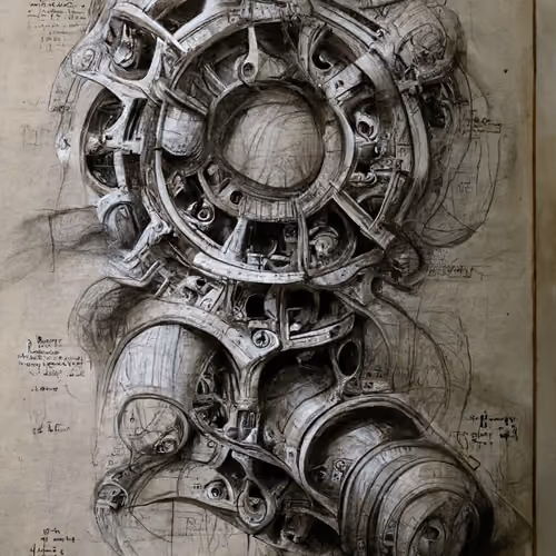 Leonard Da Vinci's - King Francis I: Château de Rambouillet - Entrance Gate Locking Mechanism Sketch