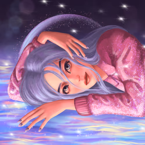 Twinkle : Woman Digital Painting Illustration