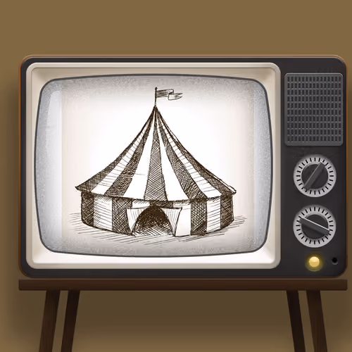 Vintage circus tent on TV