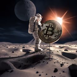  Astronaut holding Bitcoin on the Moon