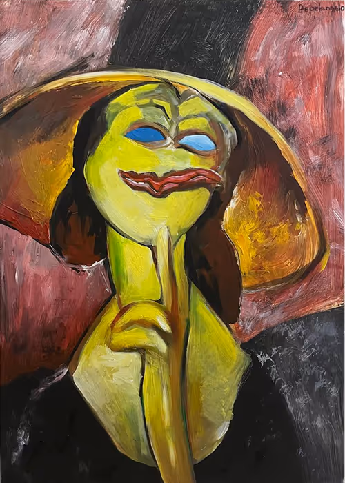 Portrait of Pepe in a large hat