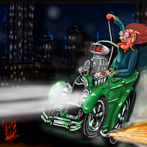 Smokin Green Rod at Night