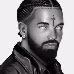 Her Loss/ Drake Portrait with 21 Savage knife tattoo