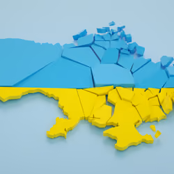 Ukrainian territory map broken into pieces