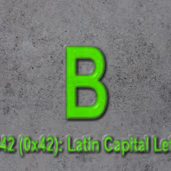 Latin Capital letter B, electric green color