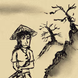 Vietnamese swordsman girl : Dichi ancient painting