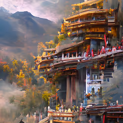 Chinese Temple in the Mountains