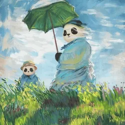 《Woman with a Parasol - Madame Monet and Her Son》