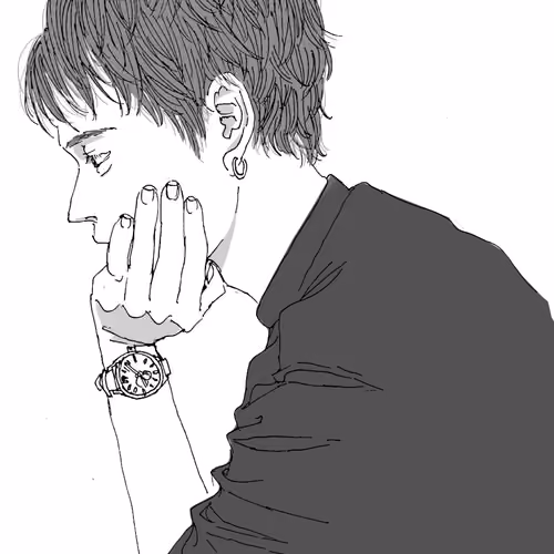 The act of resting their chin on their hand