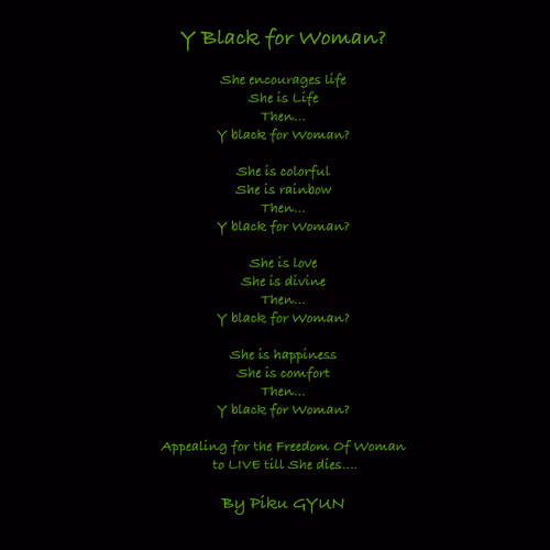 Y black for Woman? : Poem by Piku GYUN