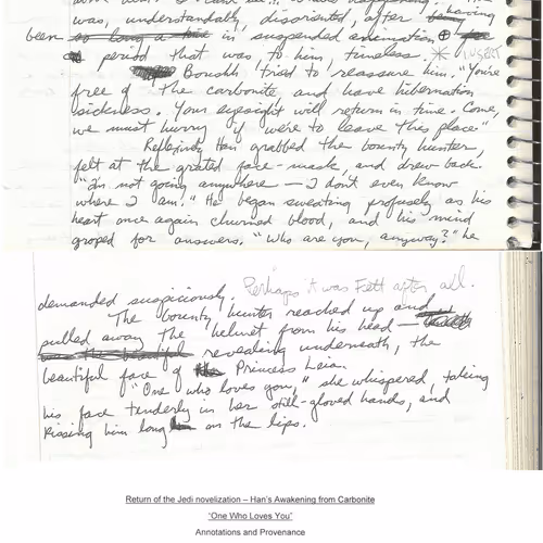 Return of the Jedi Original Manuscript Pages