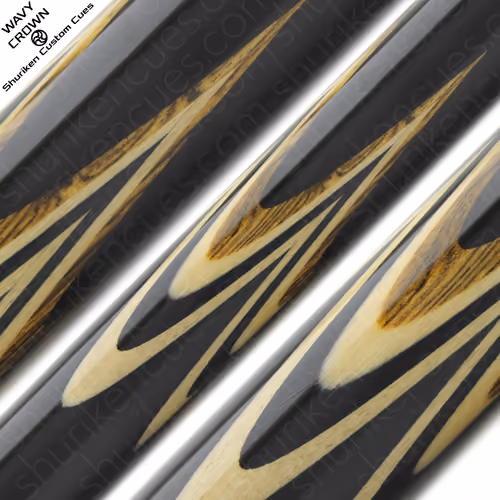 Wavy Crown Bocote black white pool cue butt fullsplice billiards cue stick