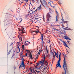 tigerheaddress rookie sketch  (tattoo origins series)