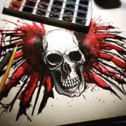 trash skull watercolor