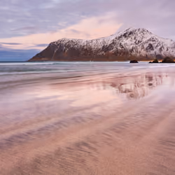 Sunset at a cold beach