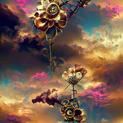 flowers in smoke of various colors