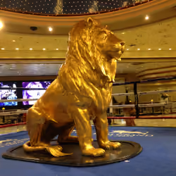Golden MGM Grand Lion inside Boxing Ring Mayweather vs Canelo Fight