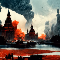 Burning city