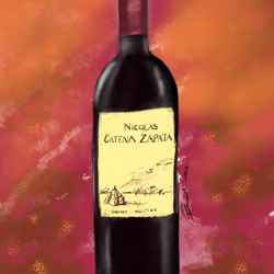 WineFiesta #27 - Wine Bottle Sketch Nicolas Catena with Visual Tasting Notes 