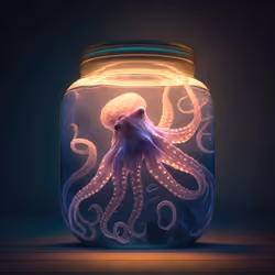 Luminescent Octopus In Jar #018