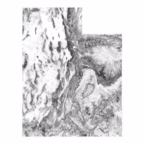 UTAH Black and white topographic map