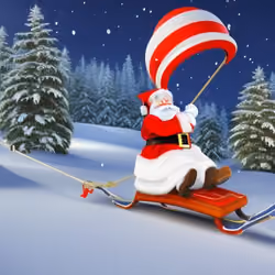 GLIDING SANTA WISHING MERRY CHRISTMAS