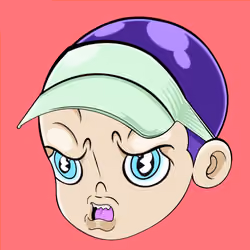Purple head with golf hat 