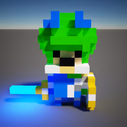 Warrior with green algae head.