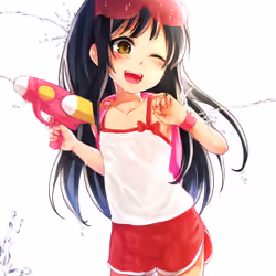 little girl and water gun