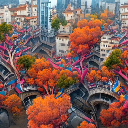 4 dimensional Autumn city