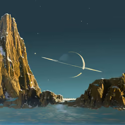 Saturn As Seen From Titan 1944 - by Chesley Bonestell