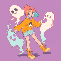 pop anime art - ghost and kawaii girl 27