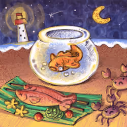 Gold fish with his friend