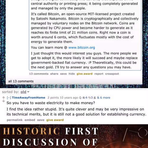 First Mention of Bitcoin on Reddit