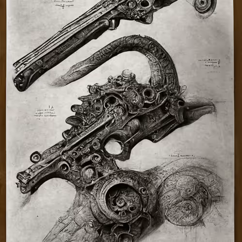 Leonard Da Vinci's - King Francis I: Château de Rambouillet - Royal Guard Weapons Handle Sketch