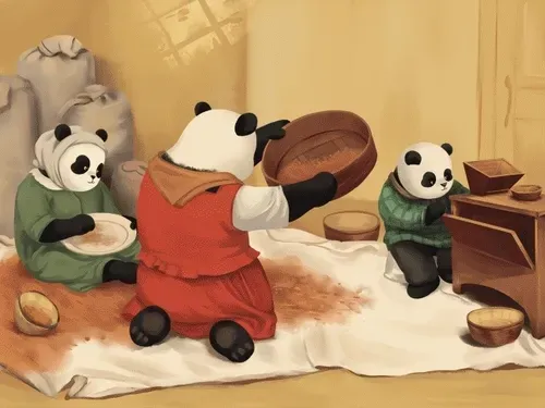 Panda "Roll Roll" in World Famous Paintings