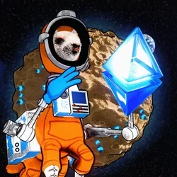 The Astronaut's alpaca floating over the moon.