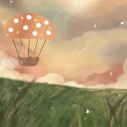 balloon on the meadow before sunset