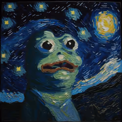 pepe starry night acrylic painting generated by mid-journey