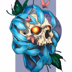 Skull in Leaves