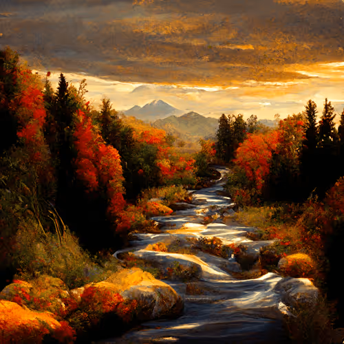 Meandering stream through fall colors_001