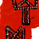Black symbols on red polyurethane
