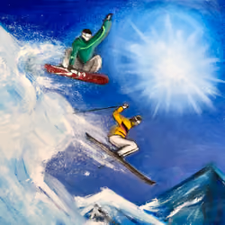 Skiing Oil Painting