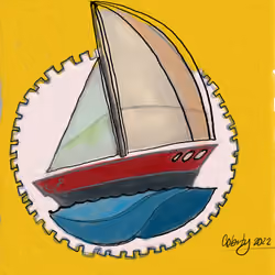 A new ship has sailed - drawing and painting on the stone